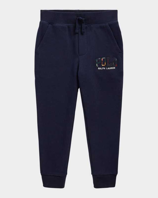 Kid's Festive Logo Fleece Jogger Pants, Size S-XL